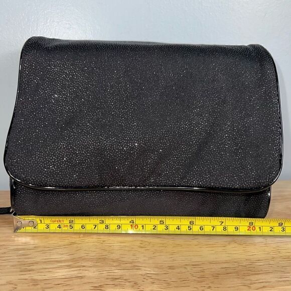 Lancôme, Black Glitter Make up Cosmetics Travel Pouch Zip Top & Flap Closure - Picture 5 of 11